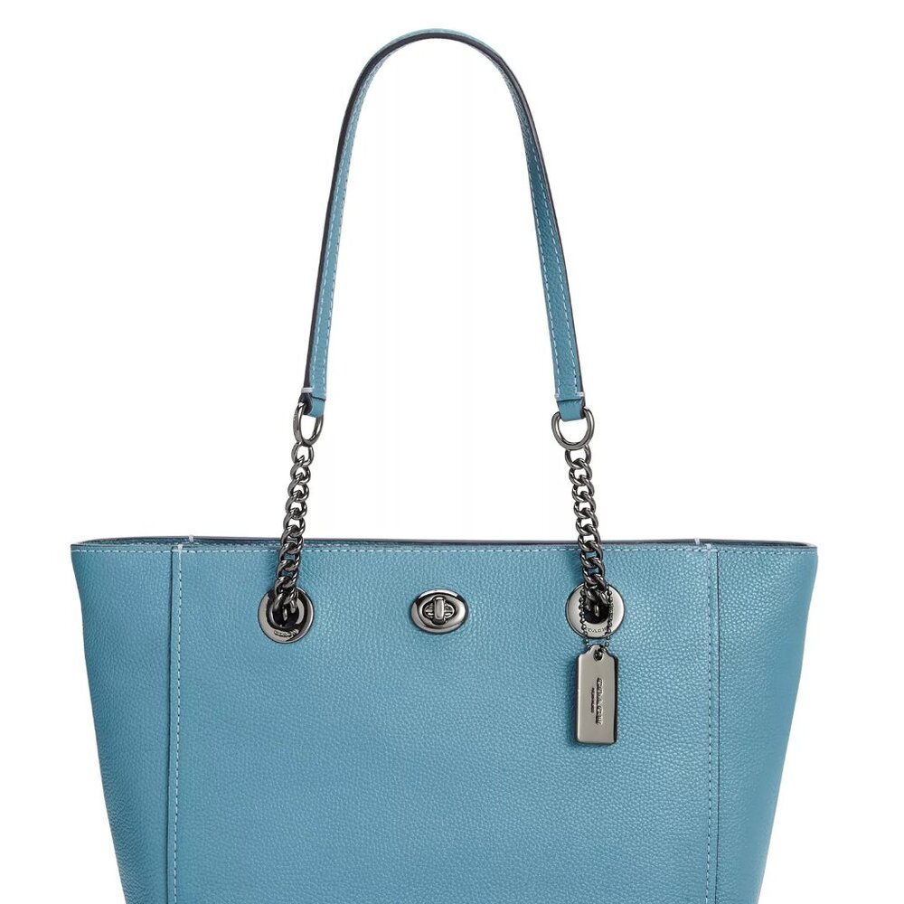 Coach Turnlock Chain Tote 27 – Sage/Light Blue
